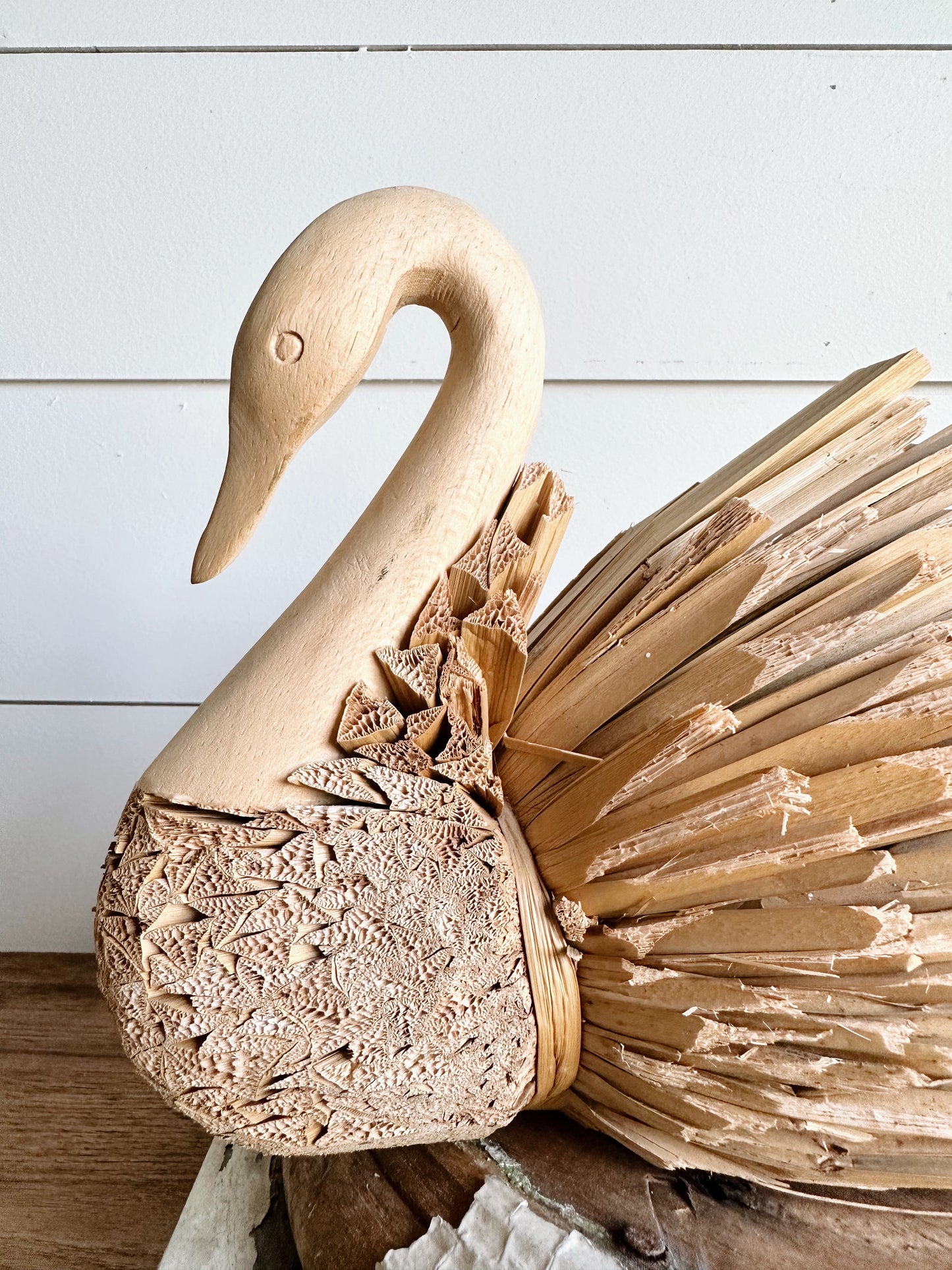 Beautiful Wood and Reed Swan