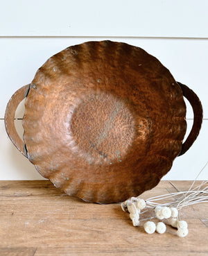 Pretty Fluted Hammered Copper Bowl