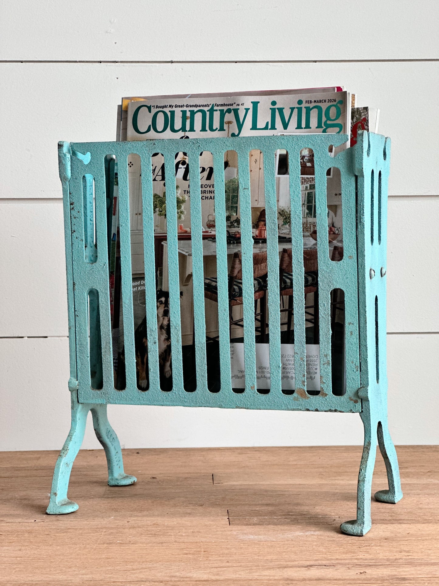 Vintage Cast Iron Magazine Holder