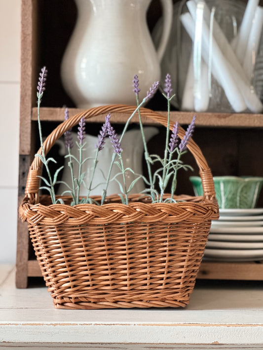 Vintage Wicker Basket & Faux Lavender