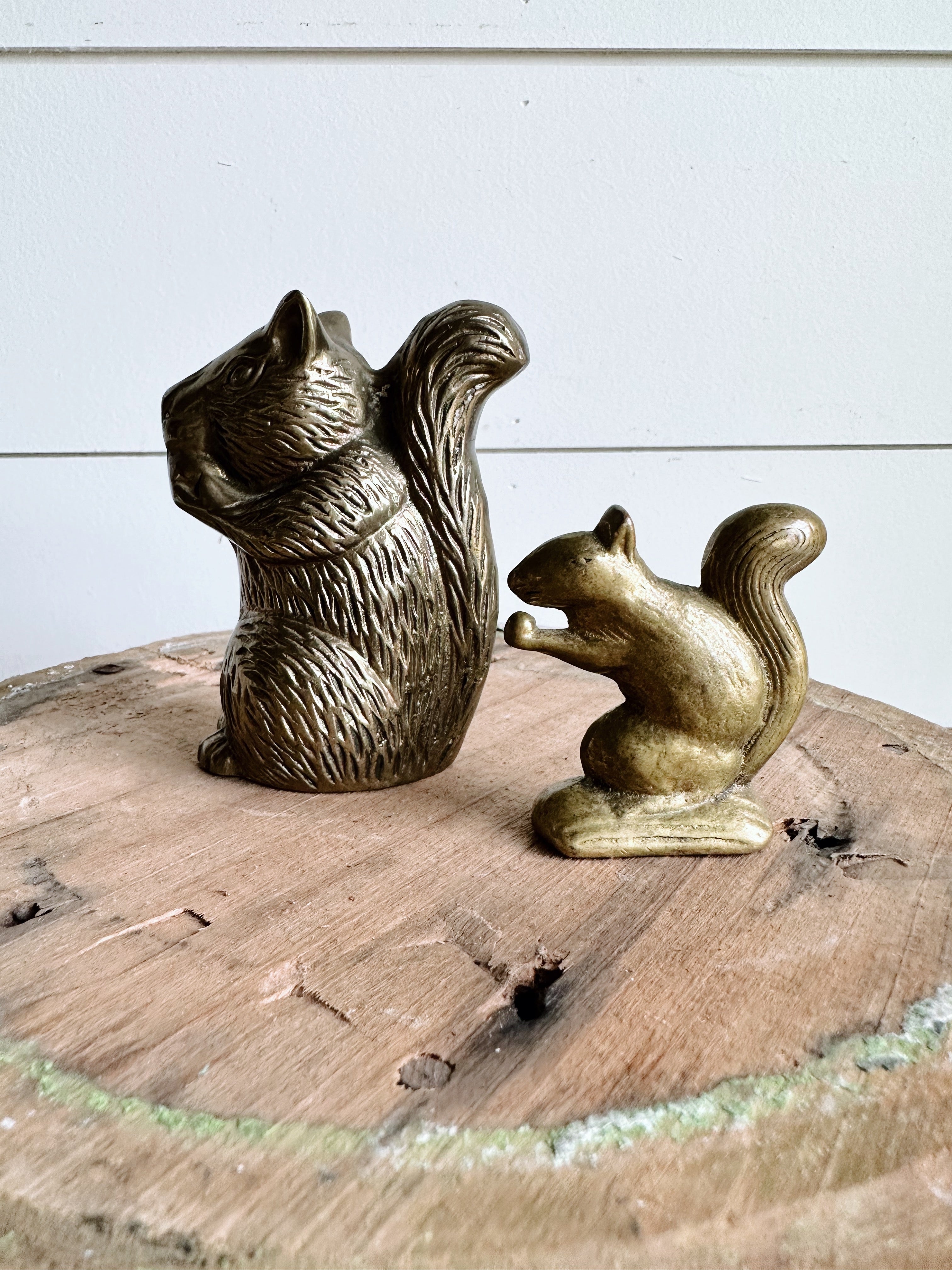 Pair of Vintage Brass Squirrels