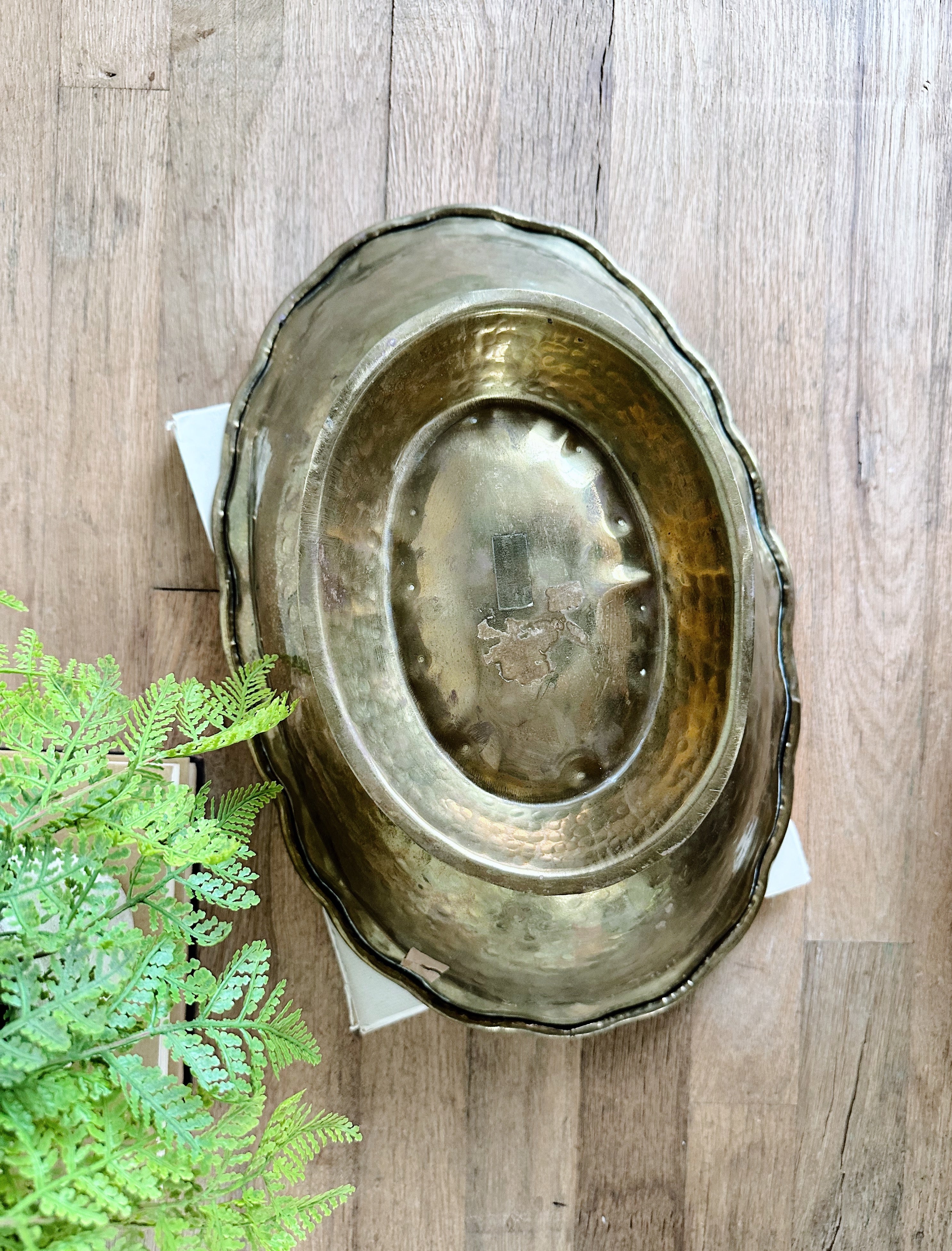 Beautiful Vintage Hammered Brass Compote