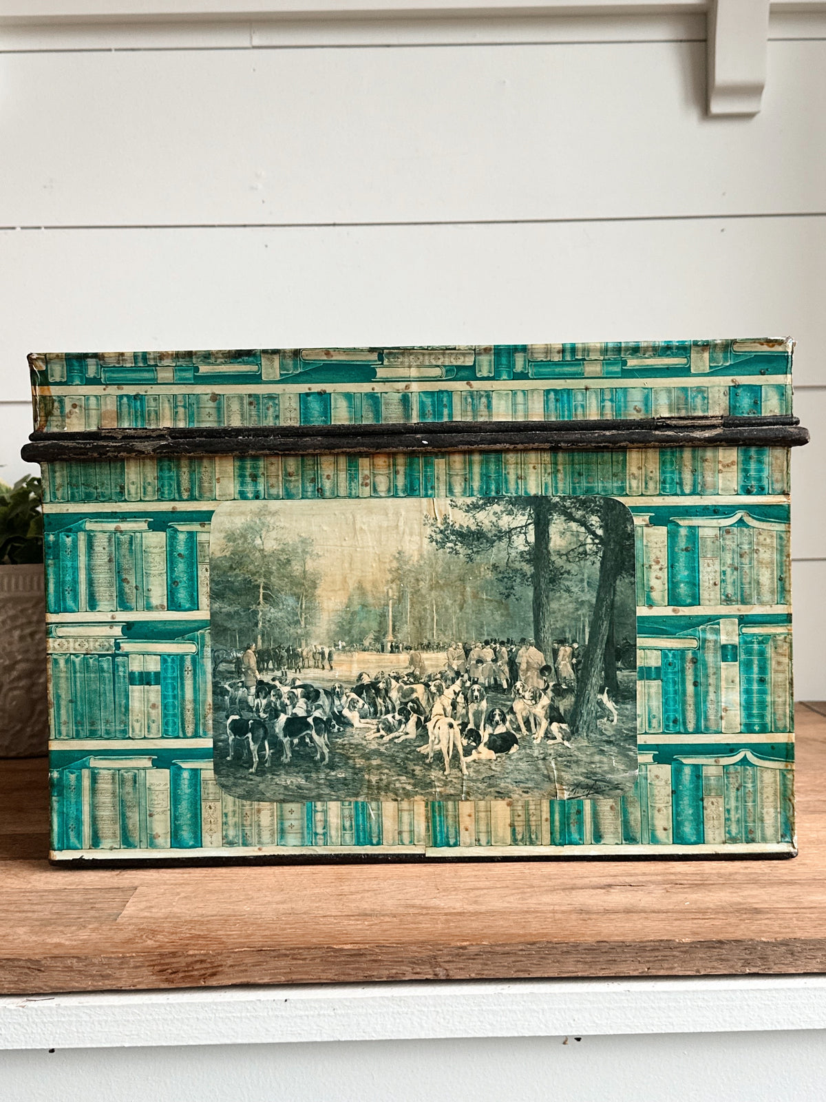 Vintage Equestrian Themed Iron Box