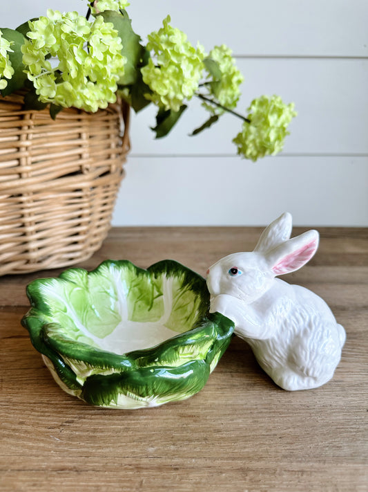 You Choose the Scent - Bunny with Cabbage Dish Vintage Vessel Candle