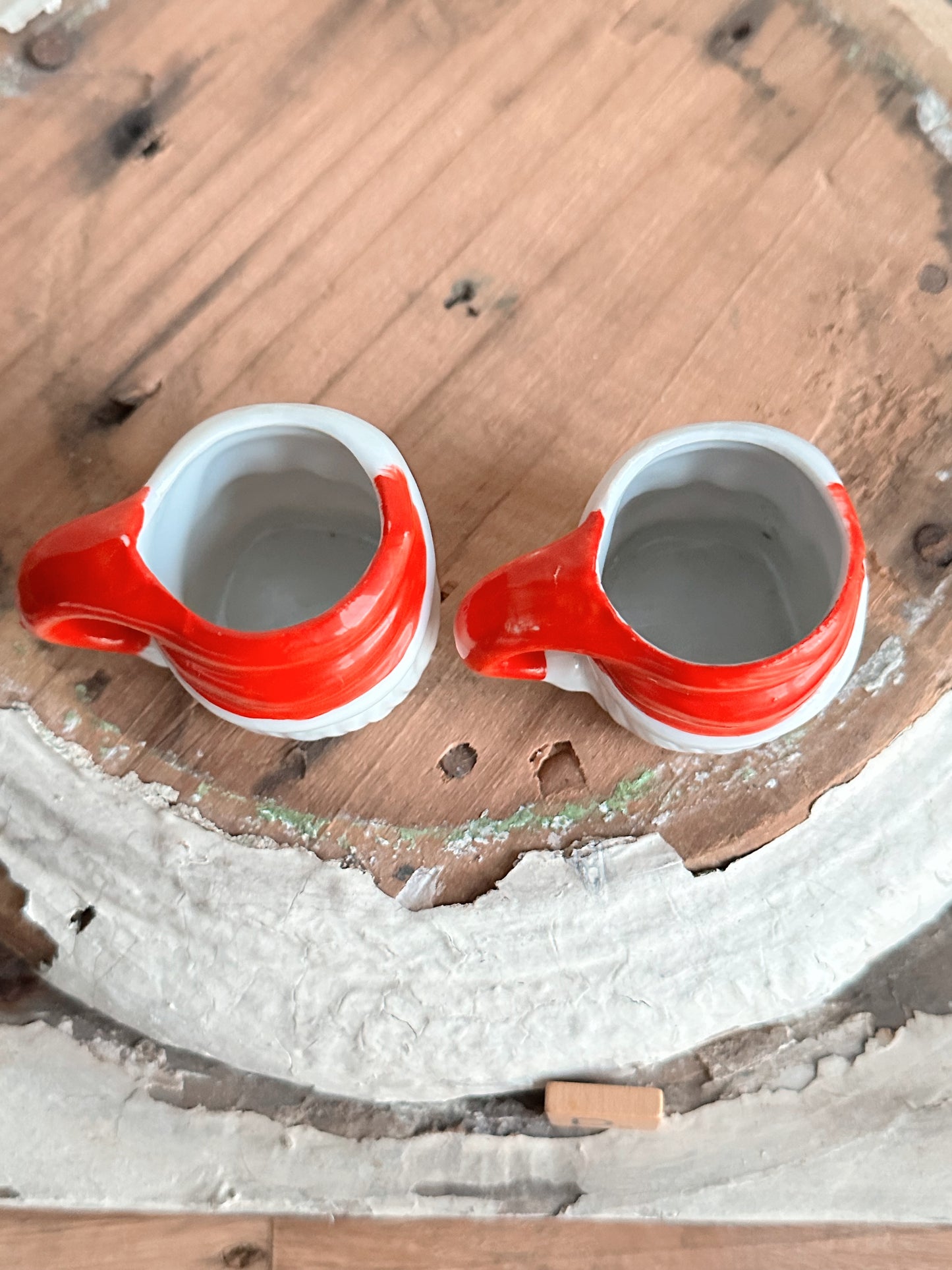 Pair of Vintage Mini Santa Mugs