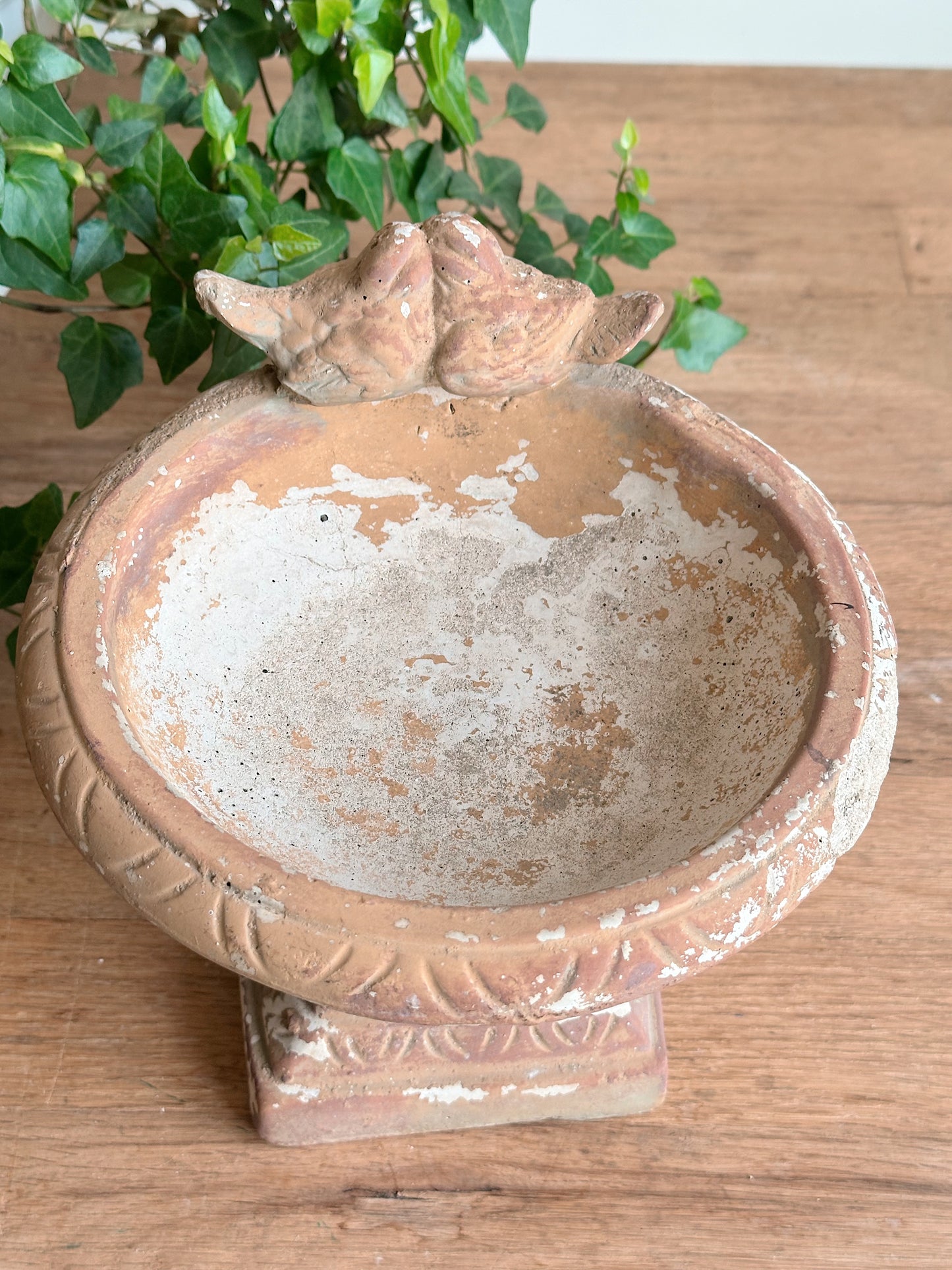 Found Petite Weathered Concrete Birdbath