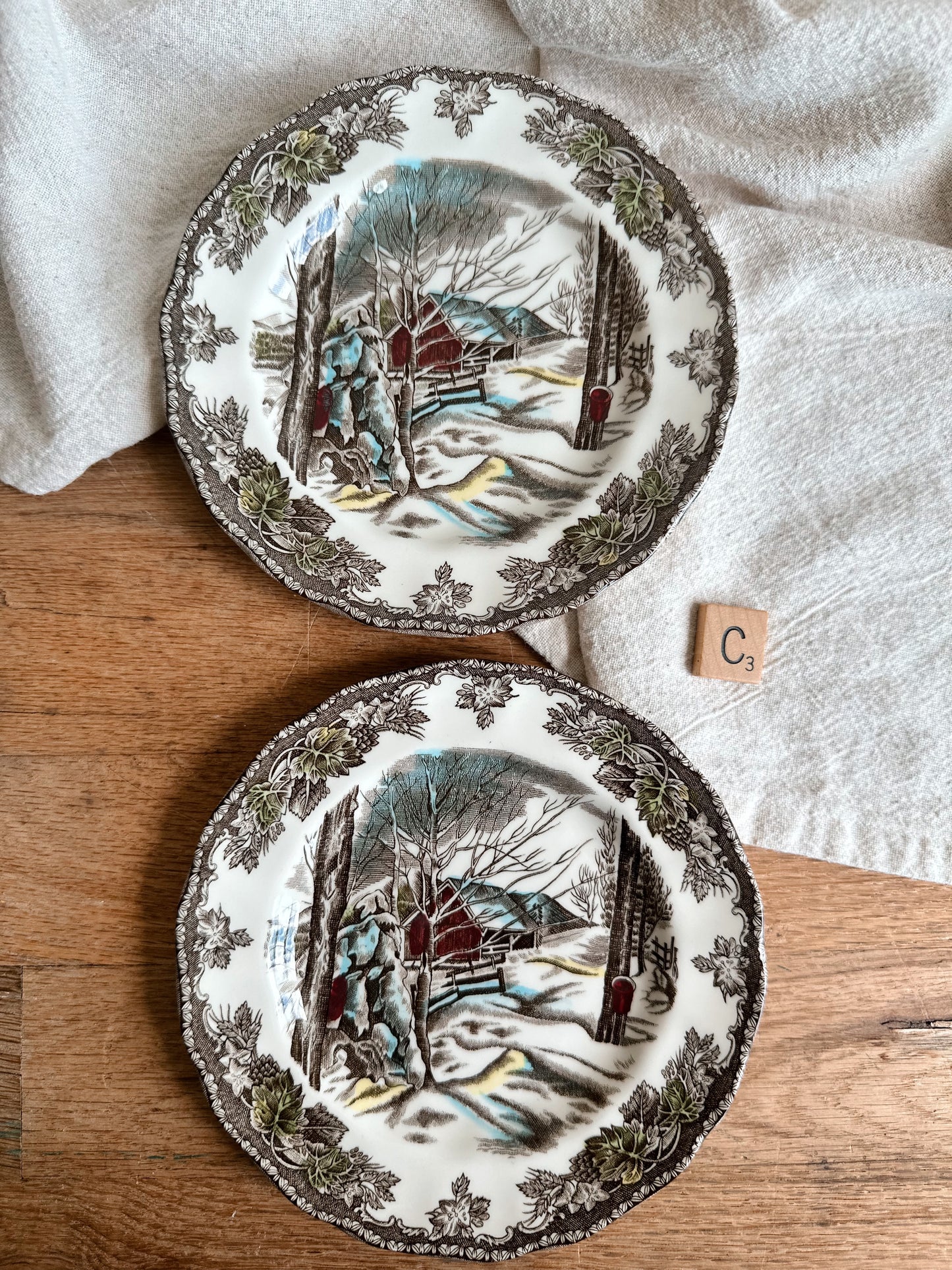 Pair of Johnson Brothers Transferware Dessert Plates