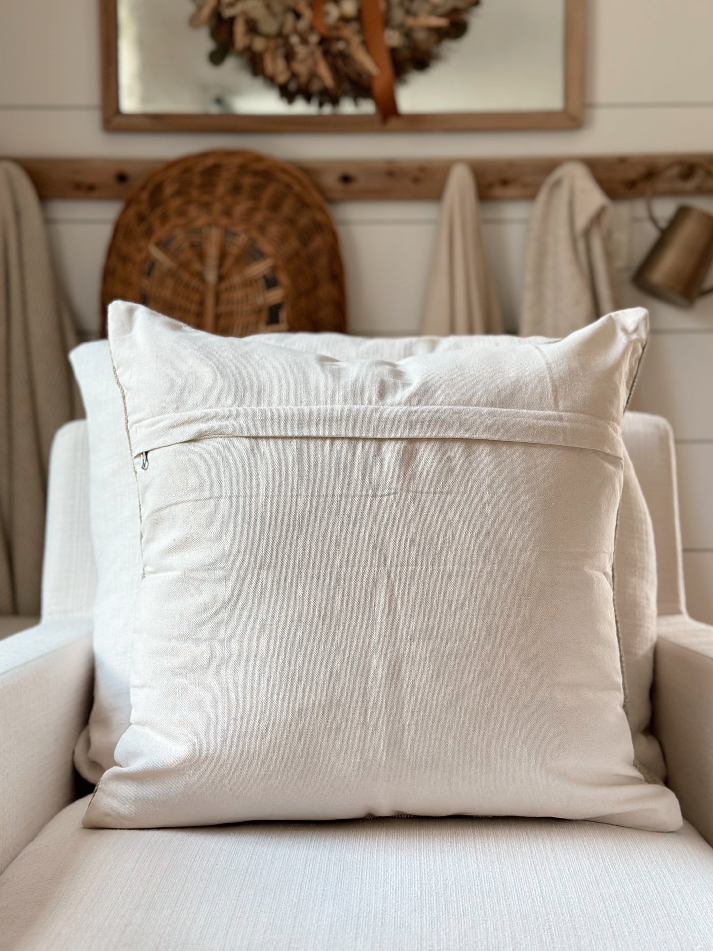 Floral Woven Cotton Pillow Cover in Brown