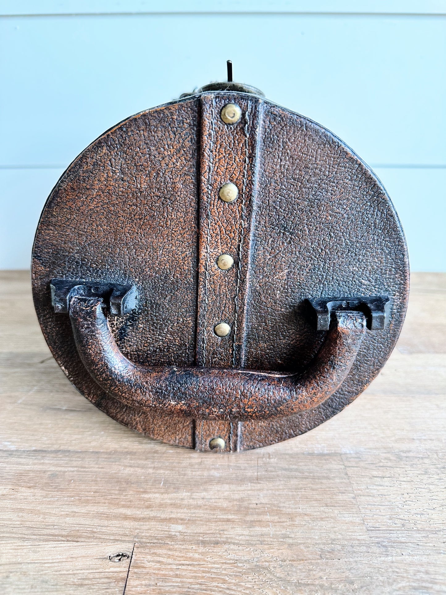 Vintage Leather Beverage Carrier