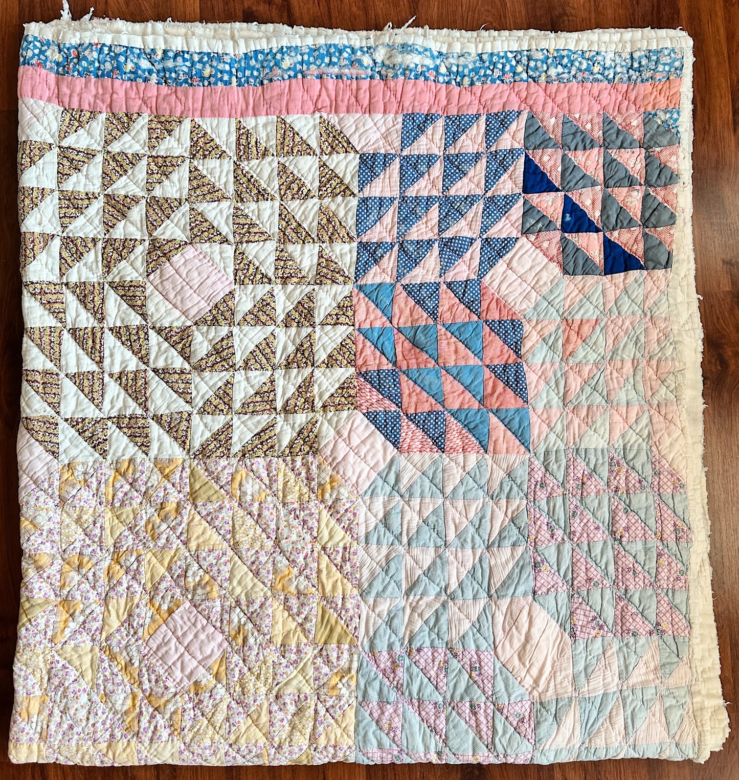 1930s Hand Stitched Patchwork Quilt