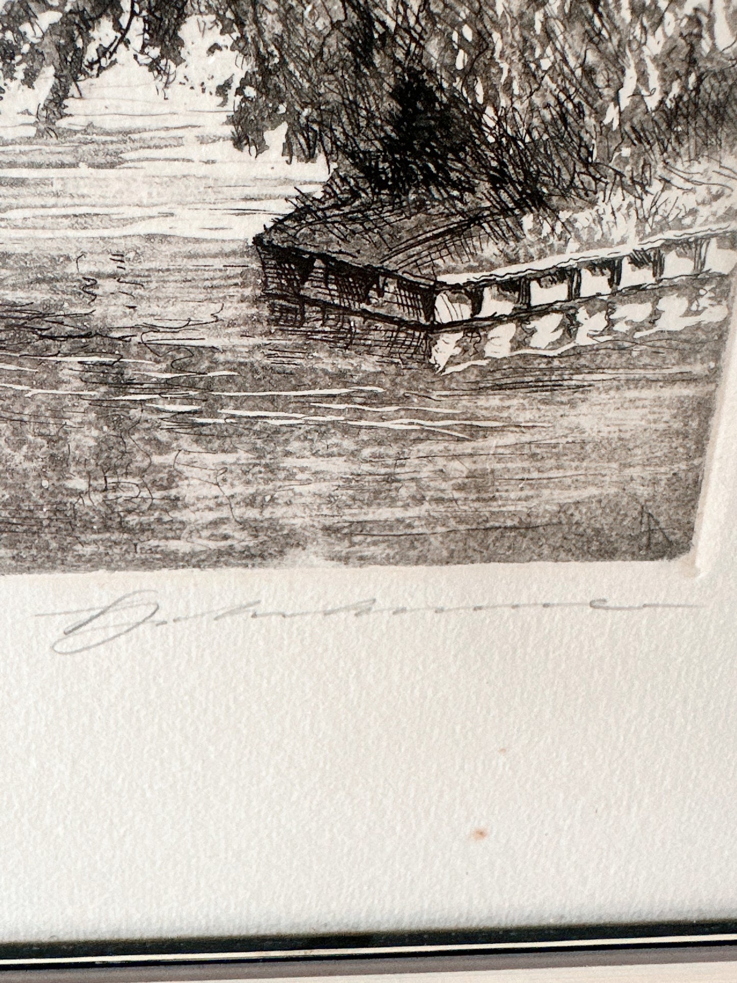 Vintage Signed Etching of the Nuremberg Germany Hangman’s Bridge Canal
