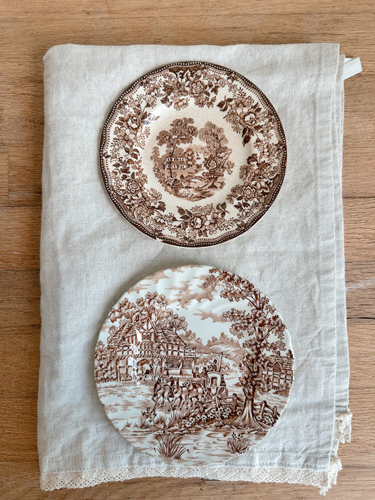 Pair of Vintage Transferware Dessert Plates