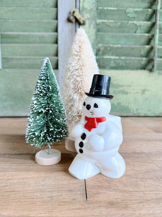 Vintage Plastic Snowman Candy Holder