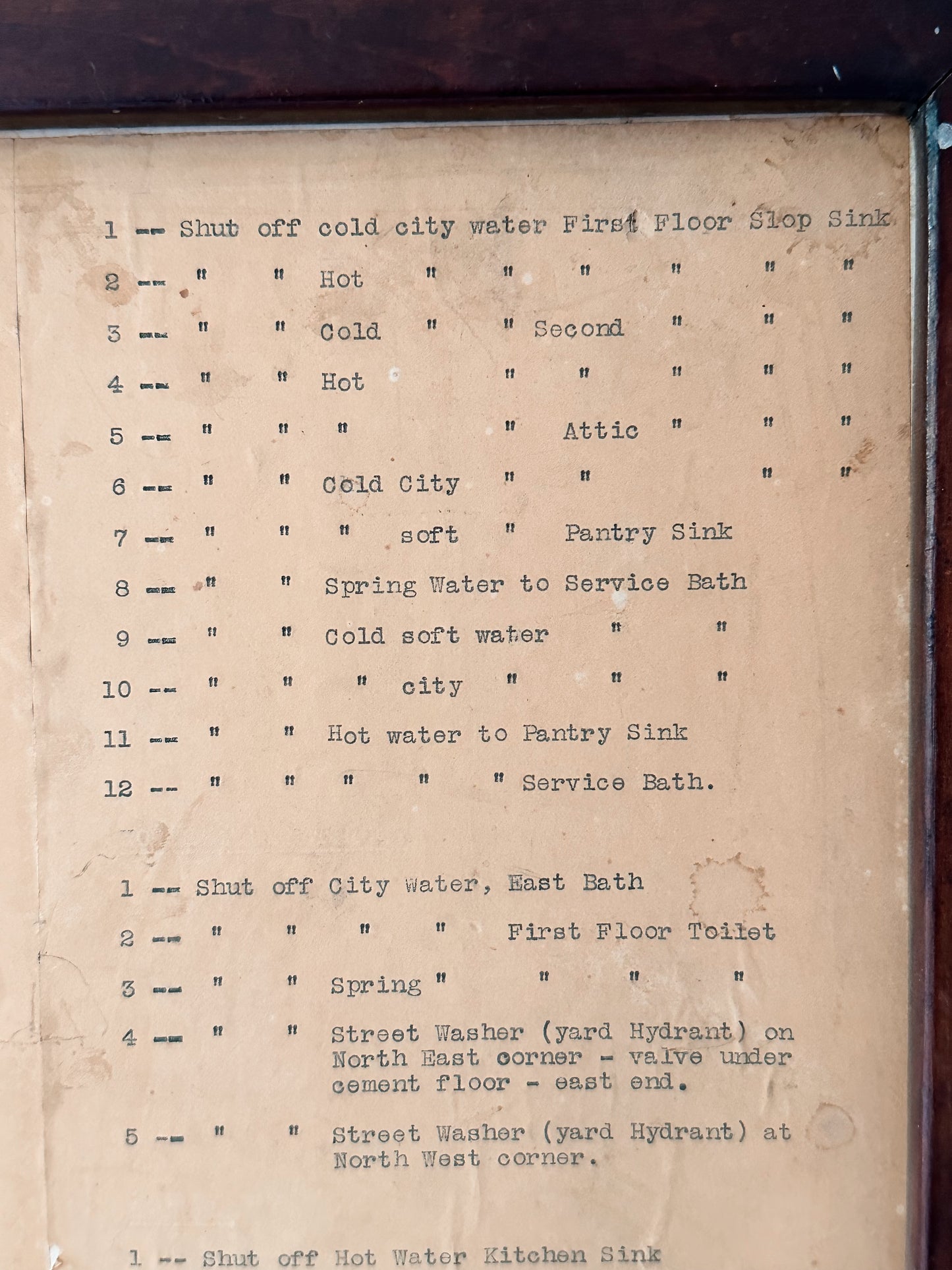 Vintage Framed Master Shut Off Service Plan