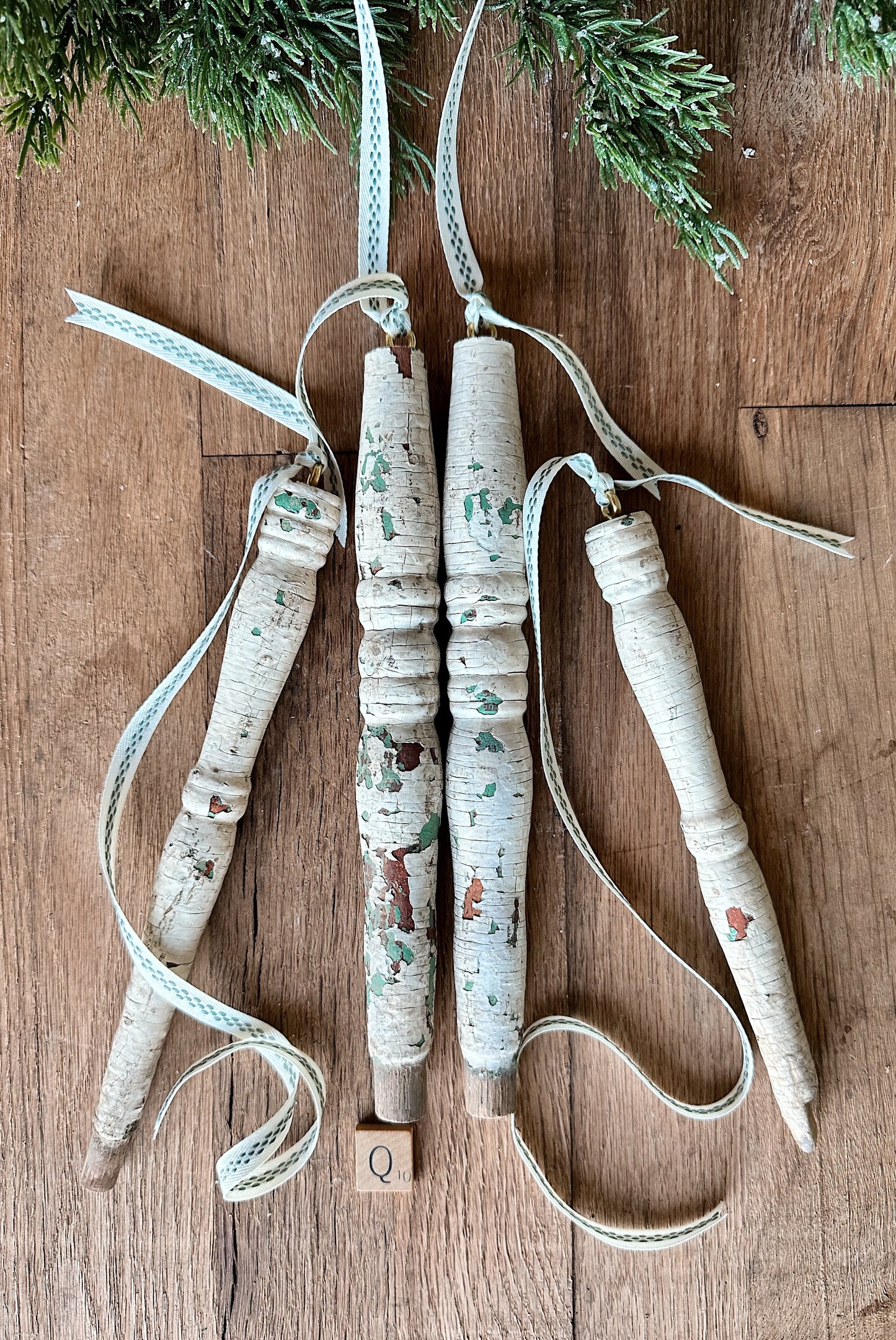 Set of Four Vintage Spindle Ornaments