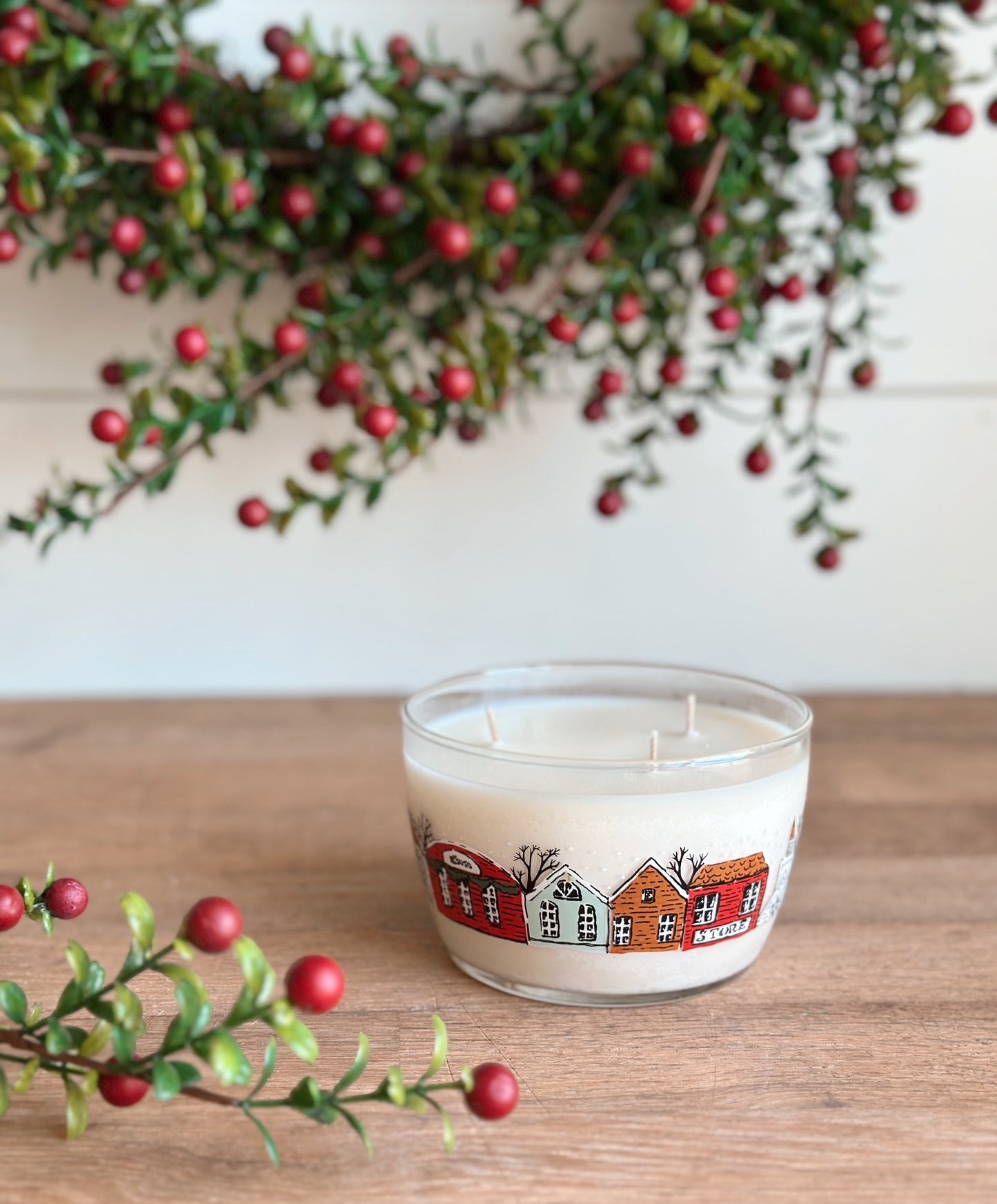 Cozy Christmas Vintage Vessel Candle, Winter Village Dish
