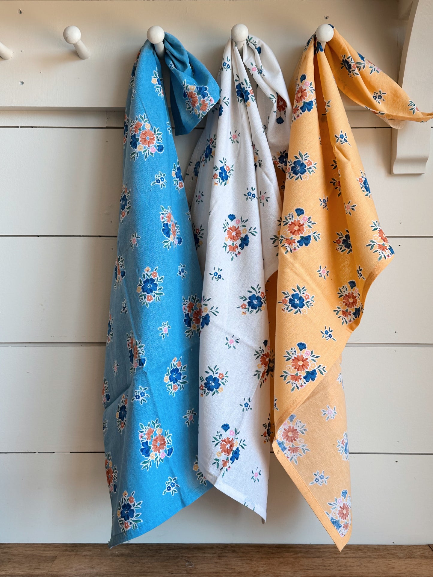 Set of Three Floral Flour Sack Tea Towels