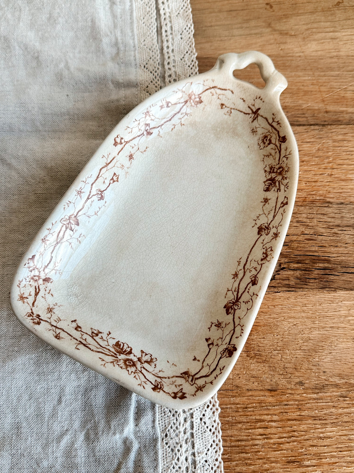 Antique Ironstone Transferware Relish Dish