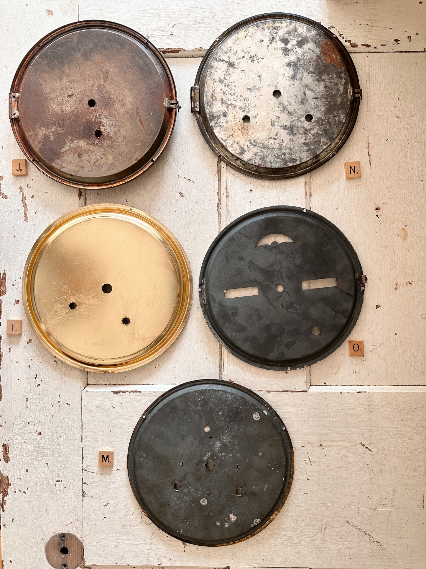 Vintage Metal Clock Faces, Medium