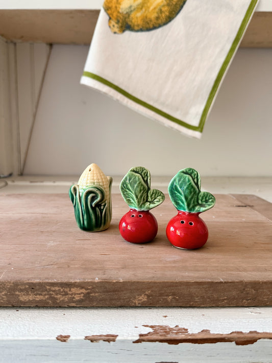 Vintage Radish and Corn Salt & Pepper Shakers