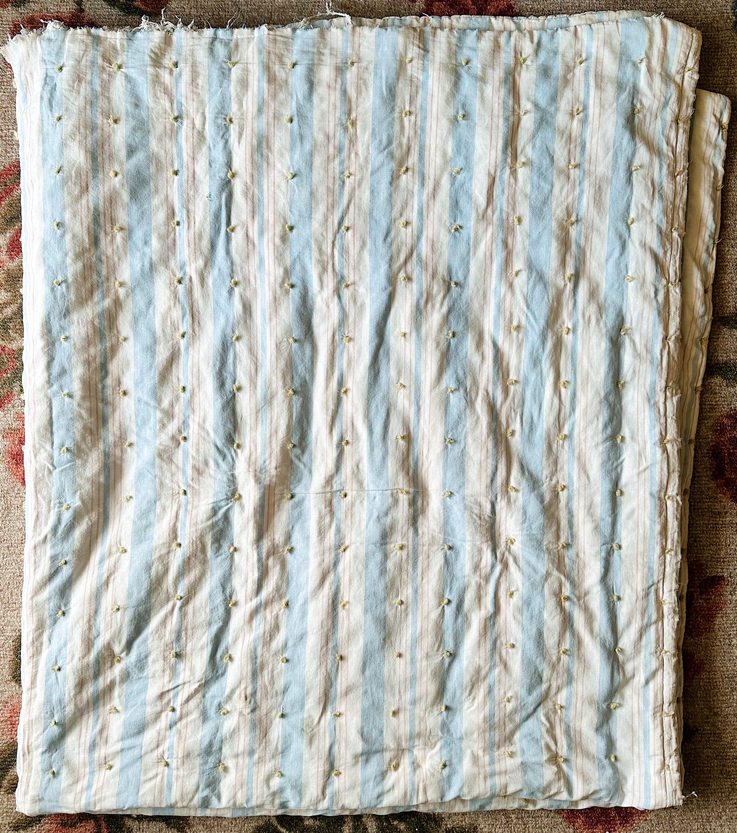 Hand Tied Vintage Cotton Ticking Comforter