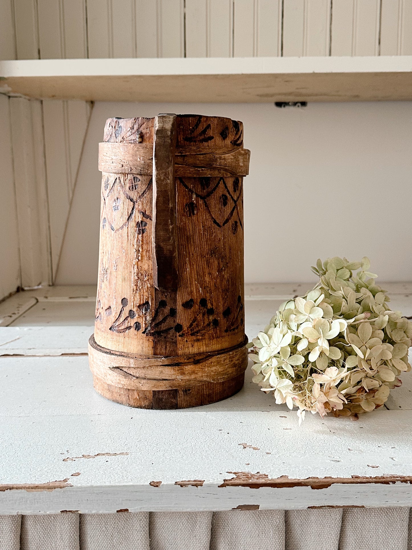 Gorgeous Antique Wood Tankard