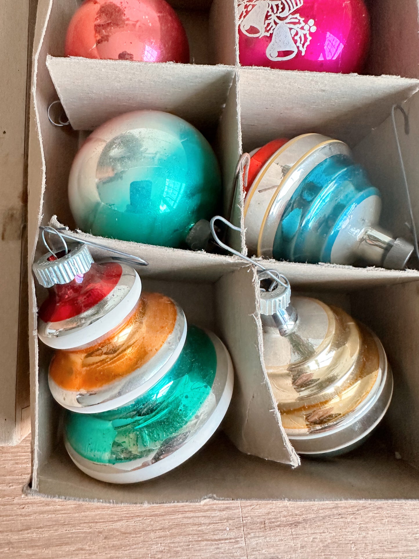 Box of Vintage Shiny Brites (3 unmarked)