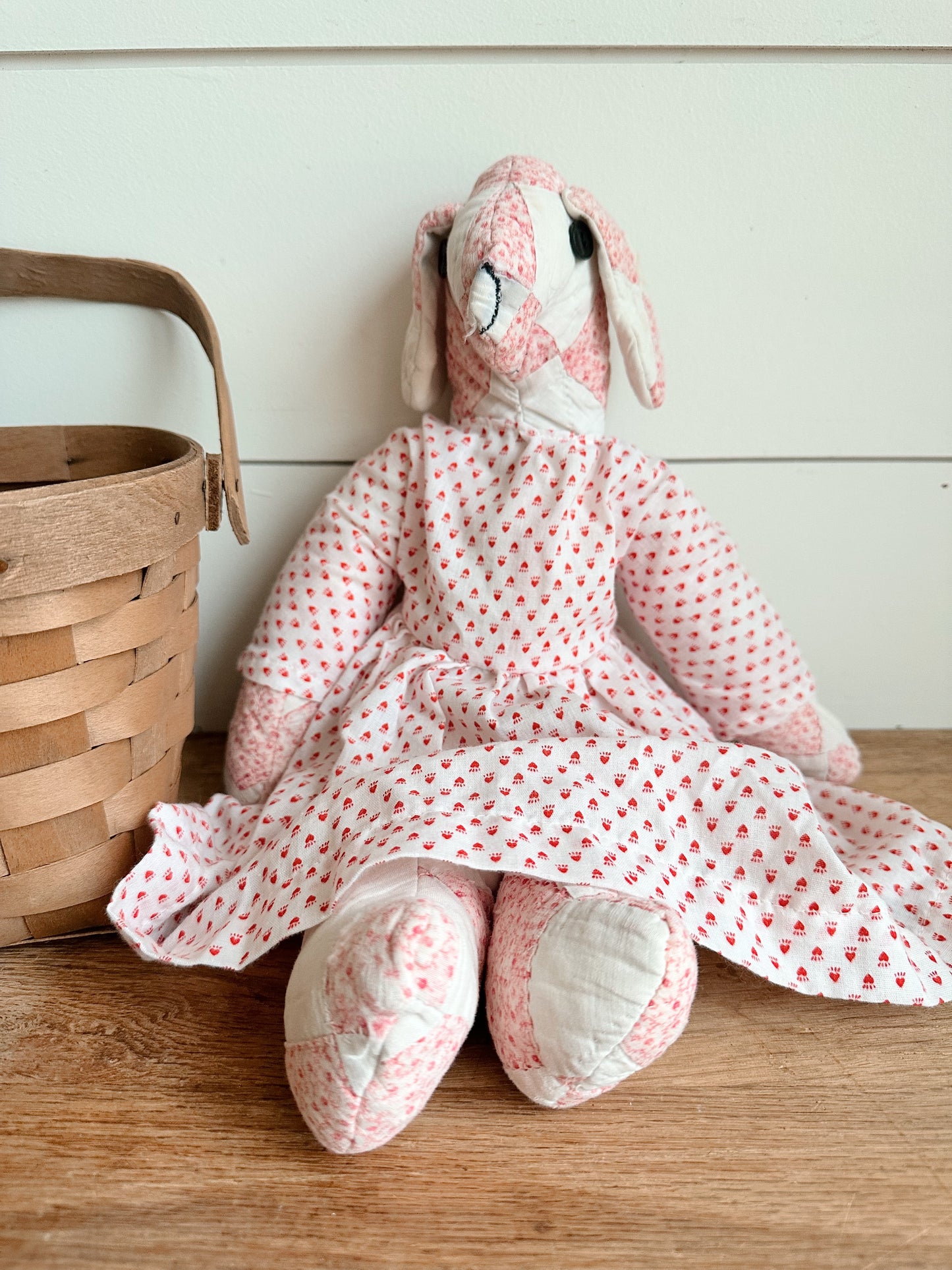 Vintage Handmade Salvaged Quilt Bunny