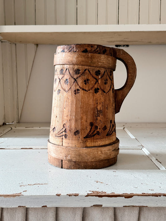 Gorgeous Antique Wood Tankard