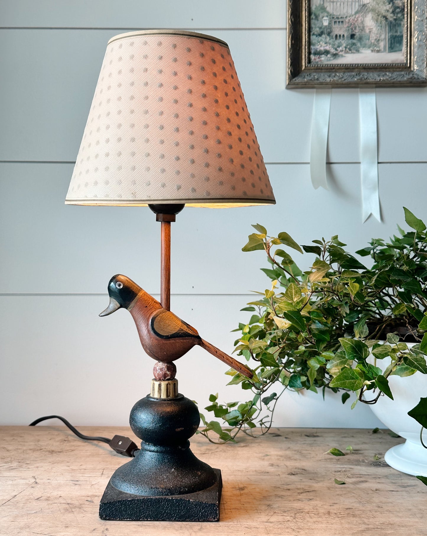 Vintage Bird Lamp & Shade