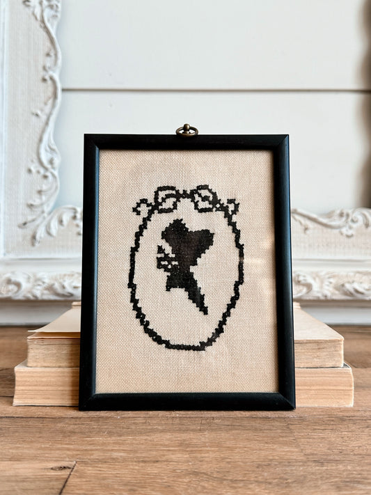 Vintage Cross Stitched Silhouette