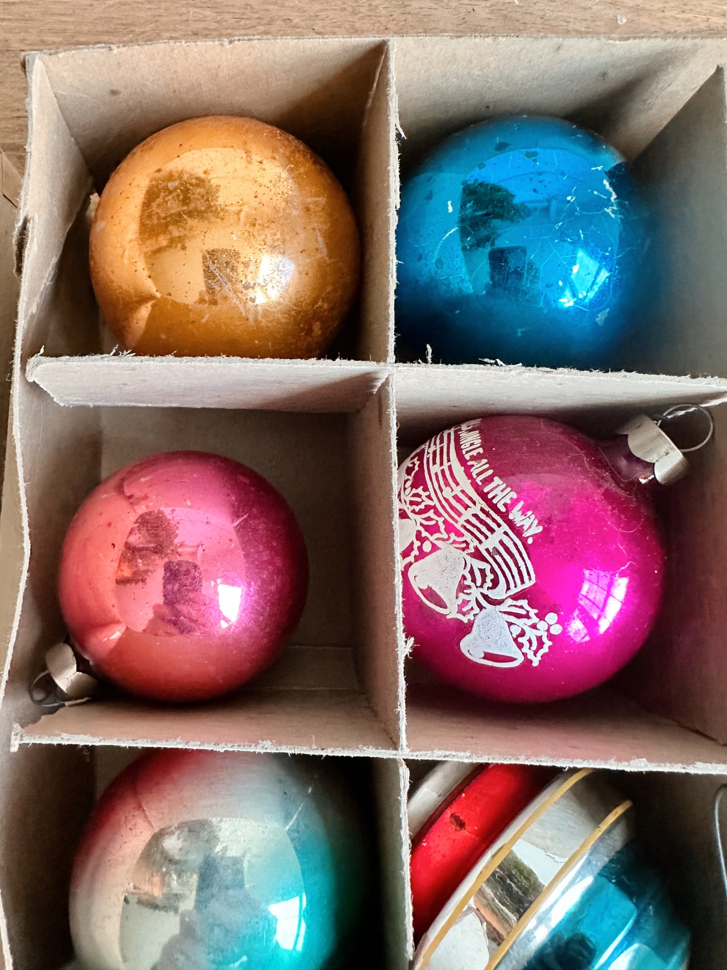 Box of Vintage Shiny Brites (3 unmarked)