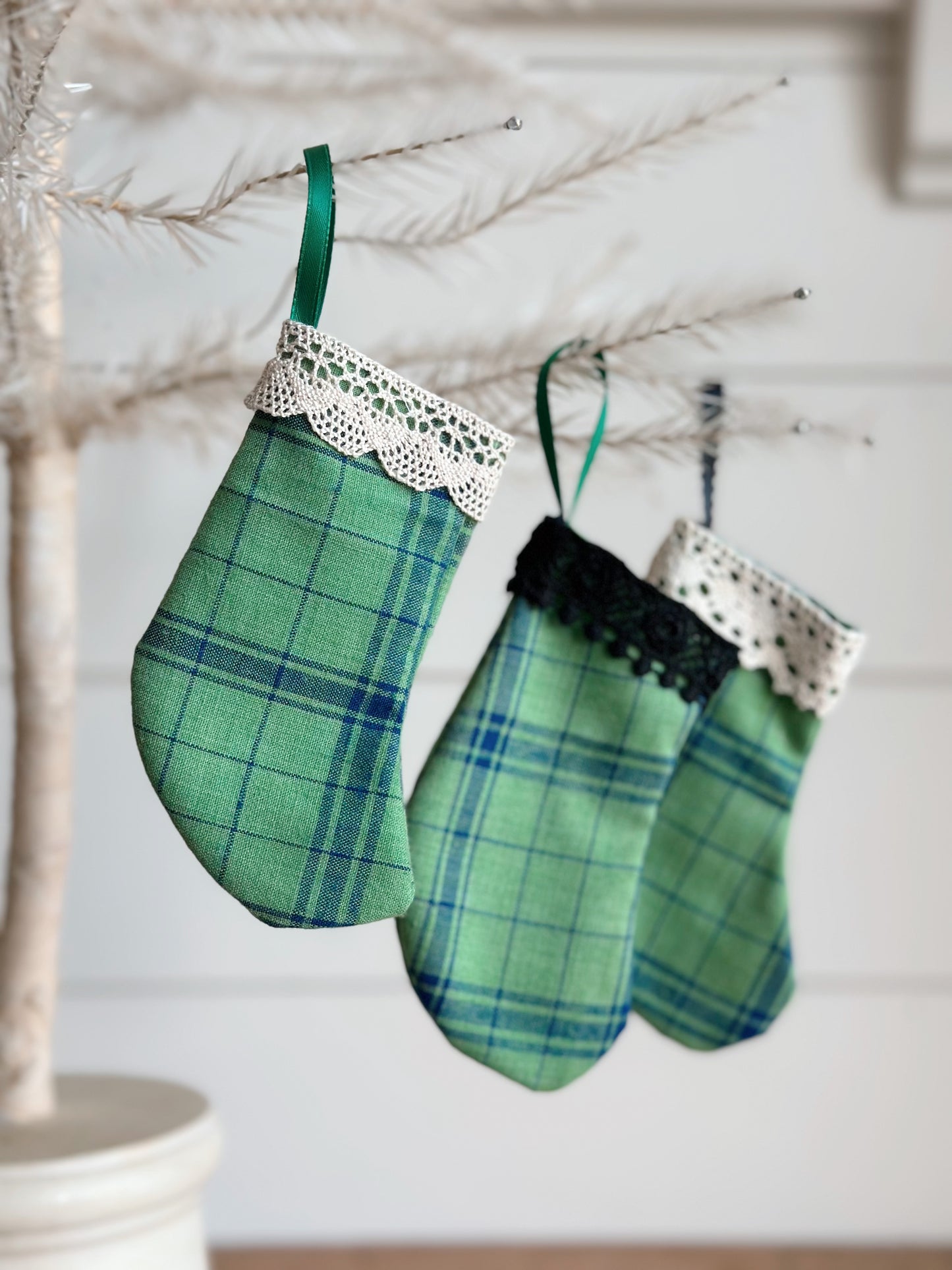 Three Petite Vintage Handmade Stockings