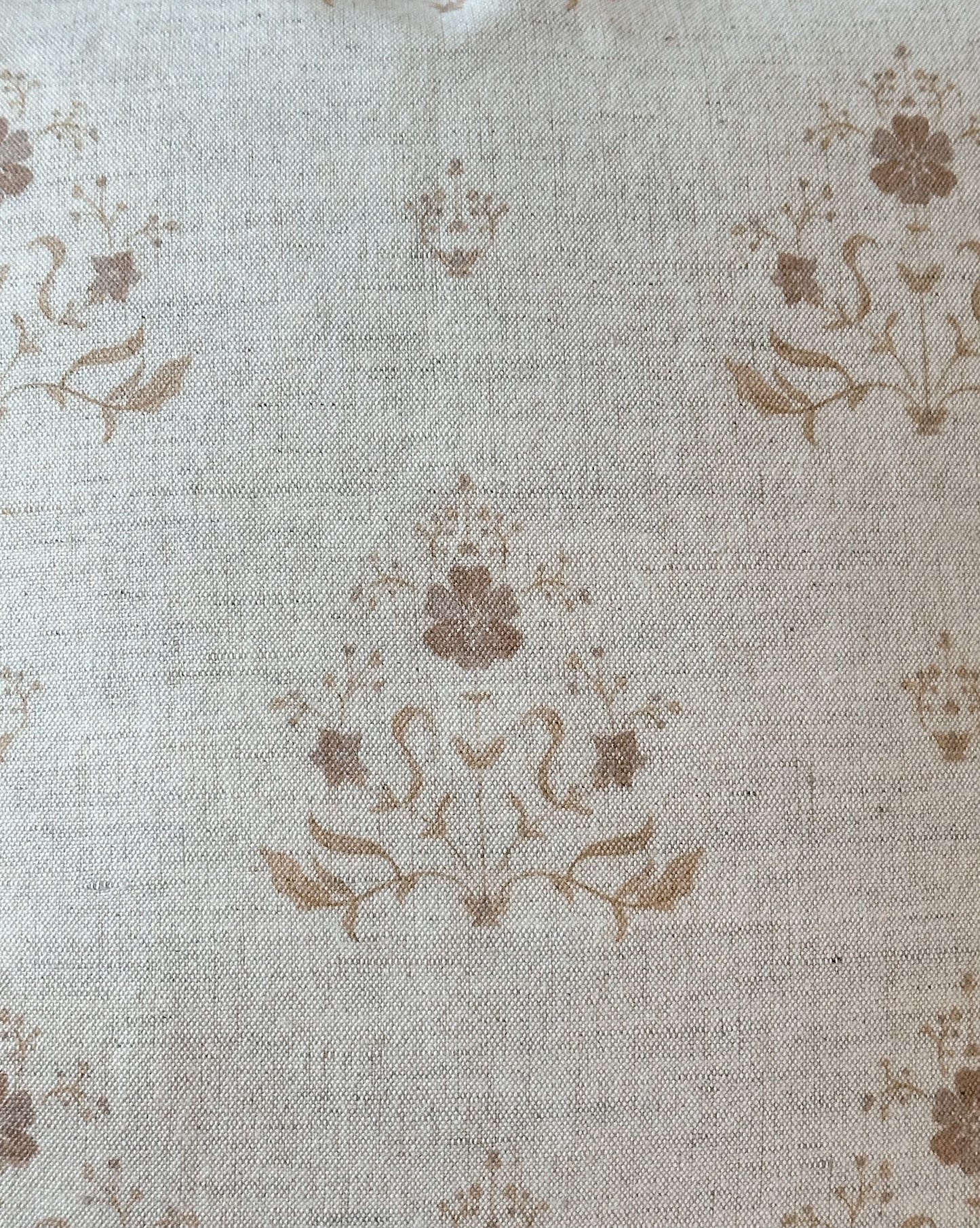 Hand Block Brown Floral Pillow Cover