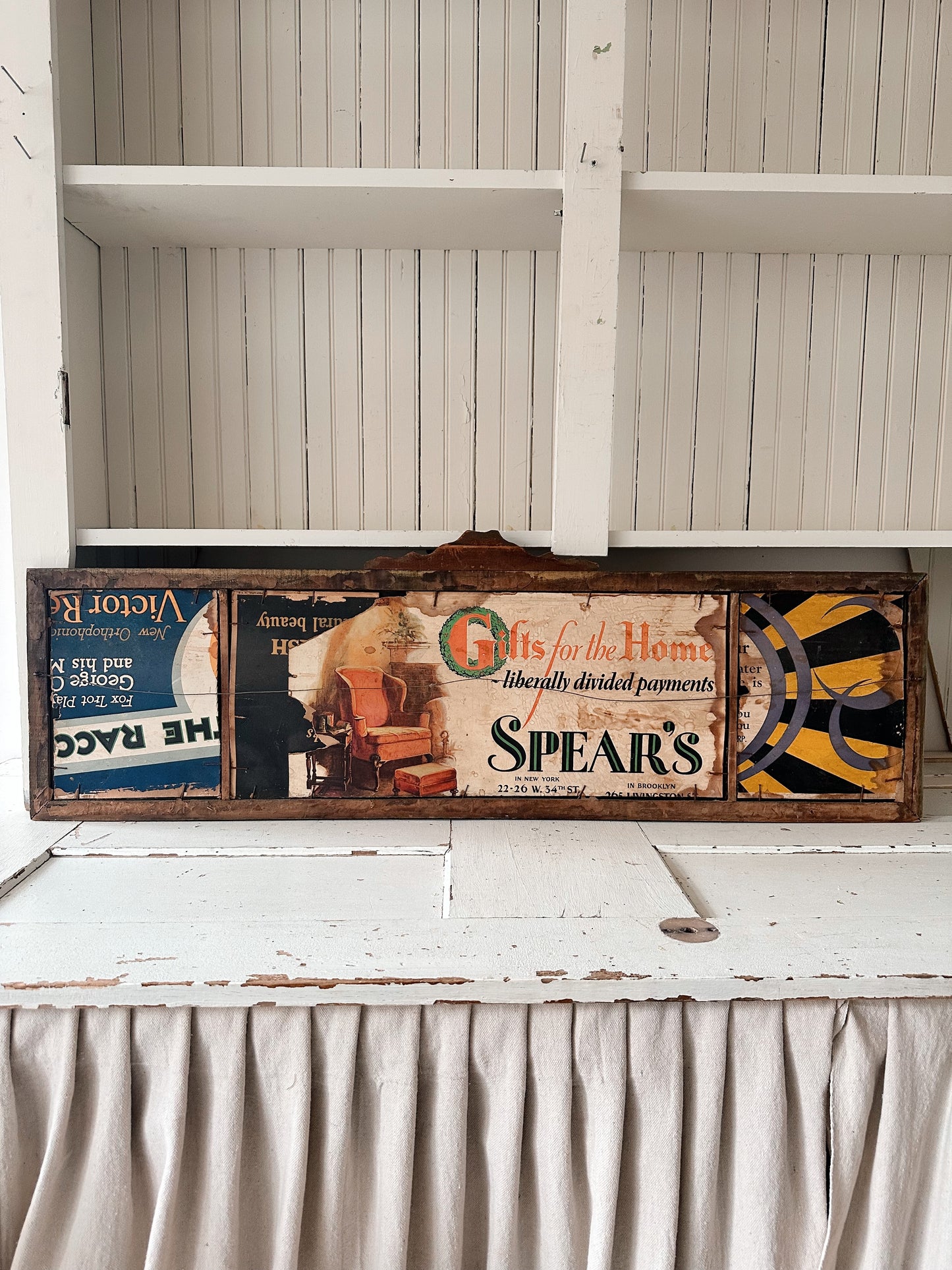 Antique Three Panel Buffet / Mantel Mirror