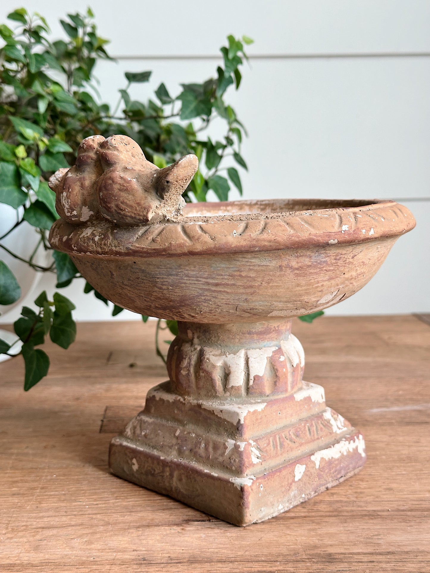 Found Petite Weathered Concrete Birdbath