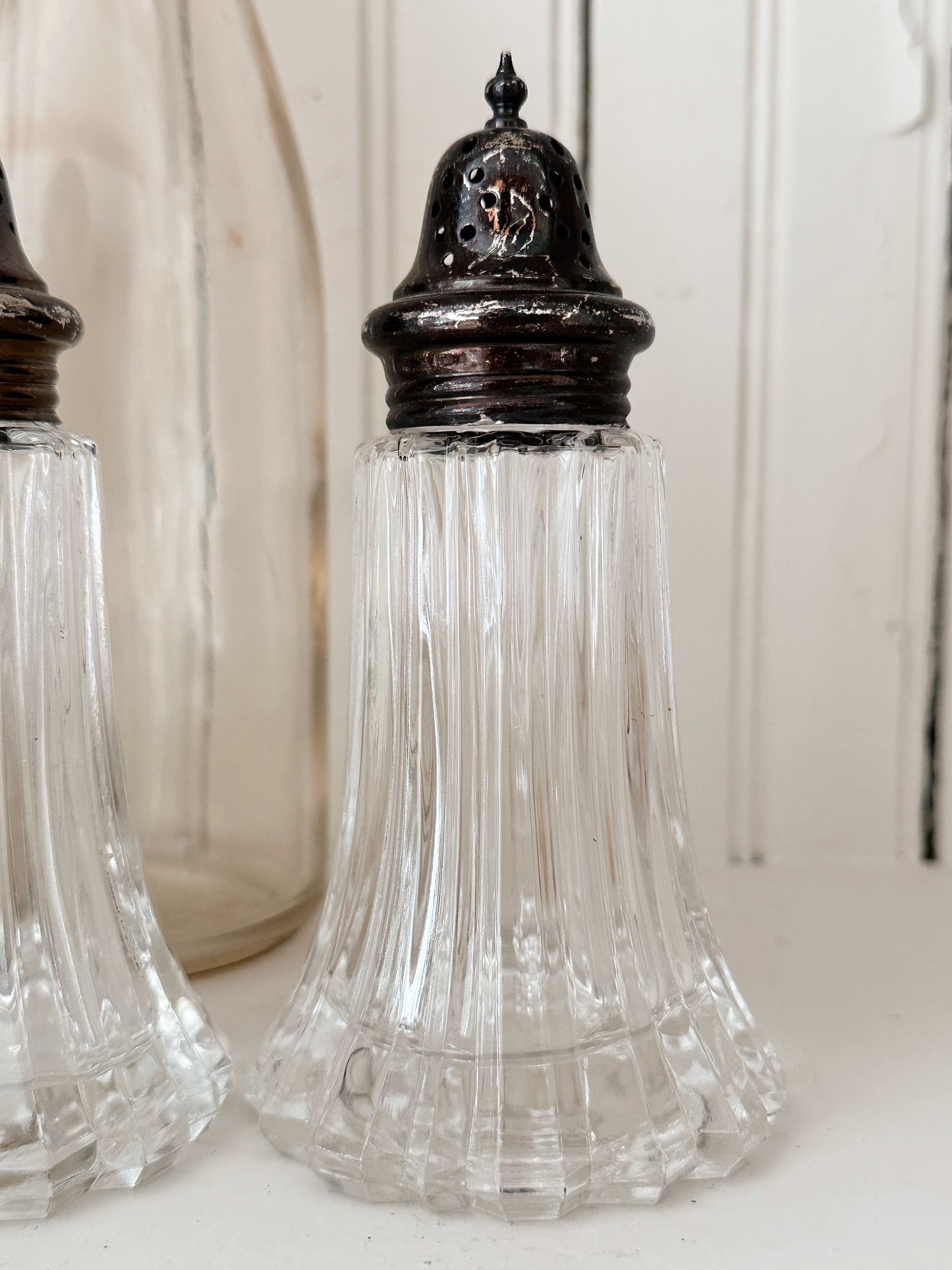 Vintage Glass Salt & Pepper Shakers