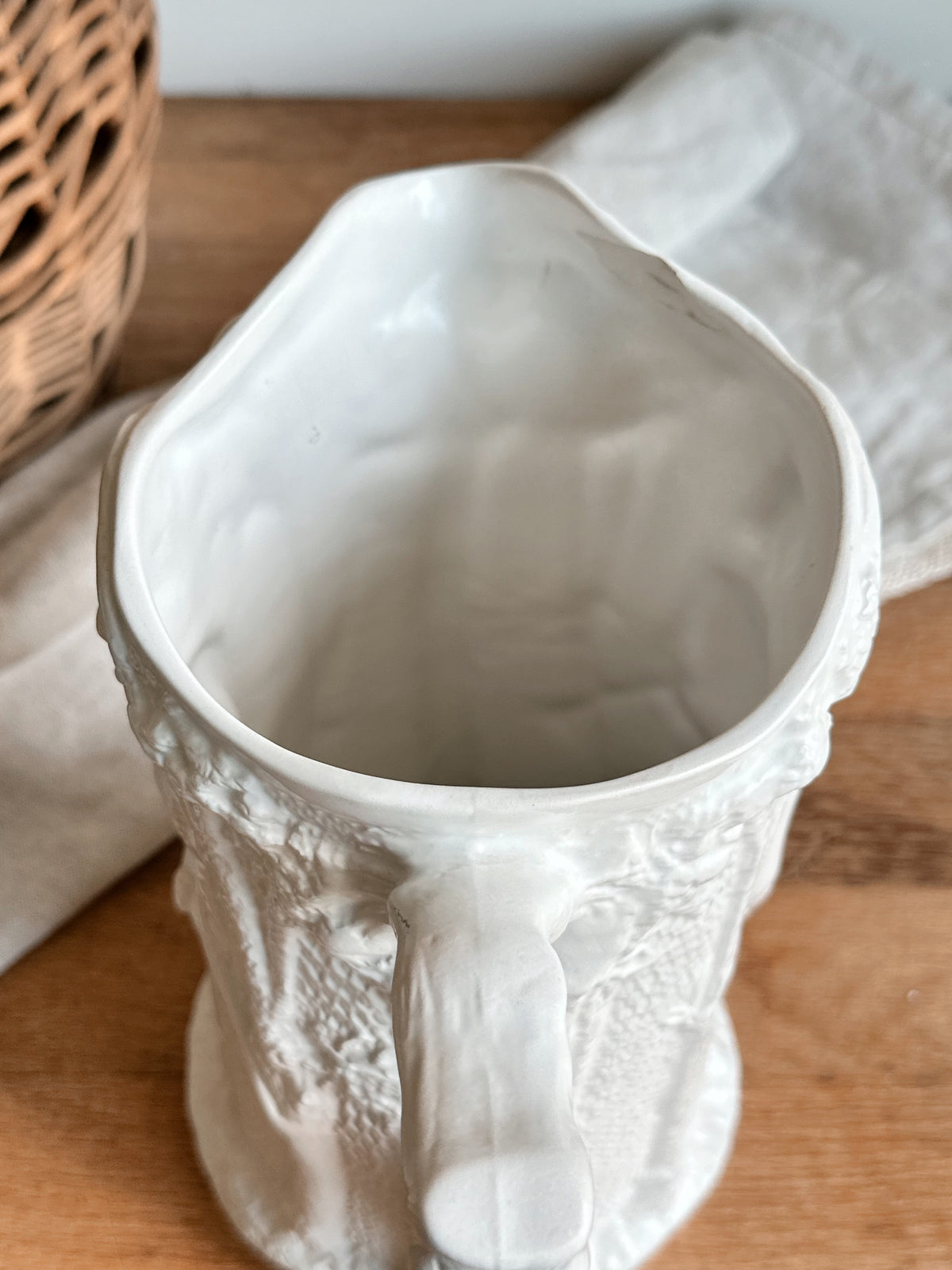 Vintage English Pitcher, Soldier Relief Design