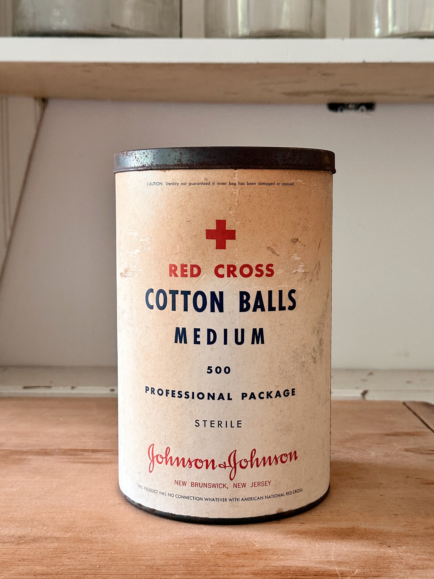 Vintage Johnson & Johnson Red Cross Cotton Balls Tin