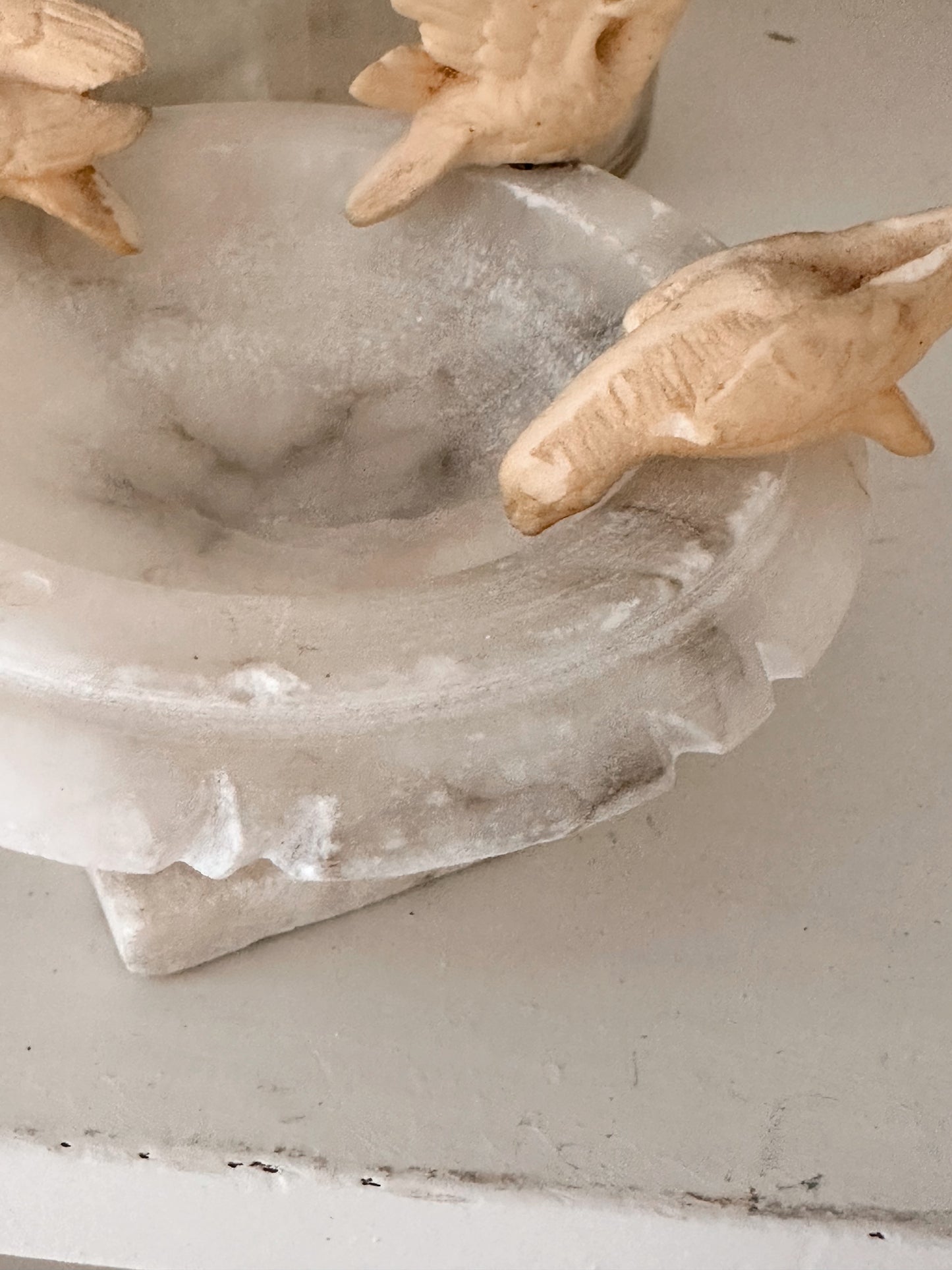 Vintage Petite Marble Bird Bath