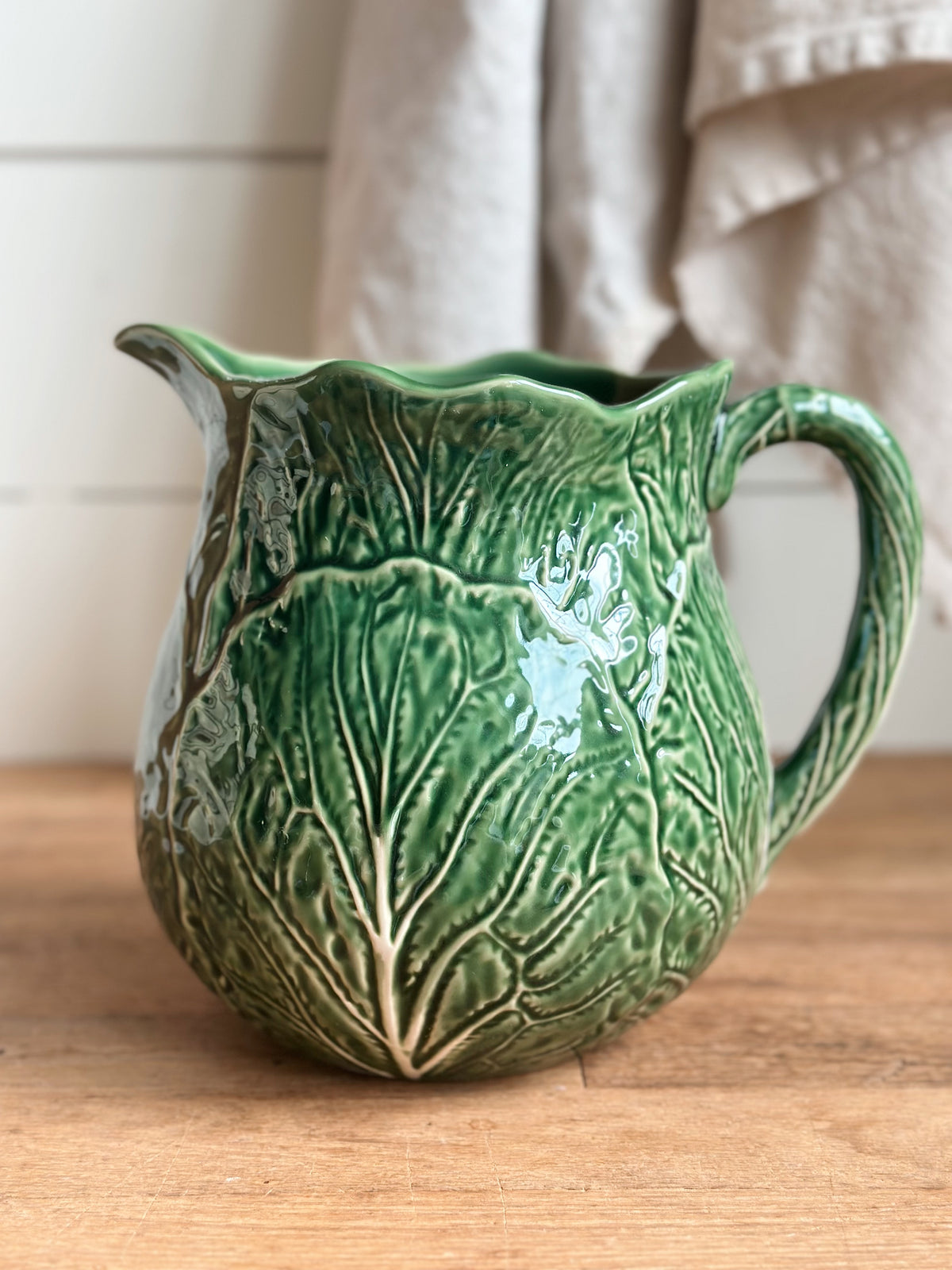 Green Cabbage Ware Pitcher
