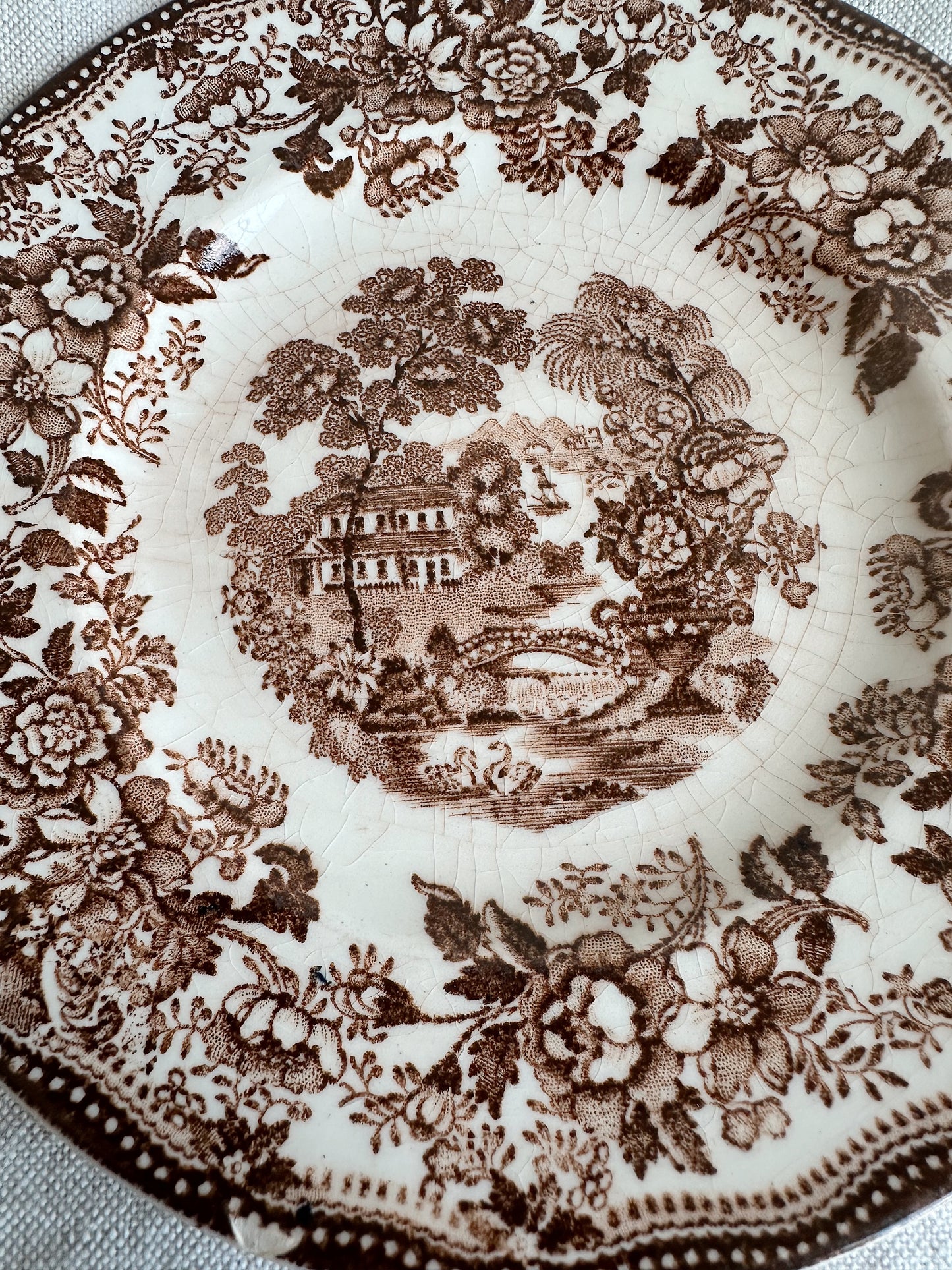 Pair of Vintage Transferware Dessert Plates