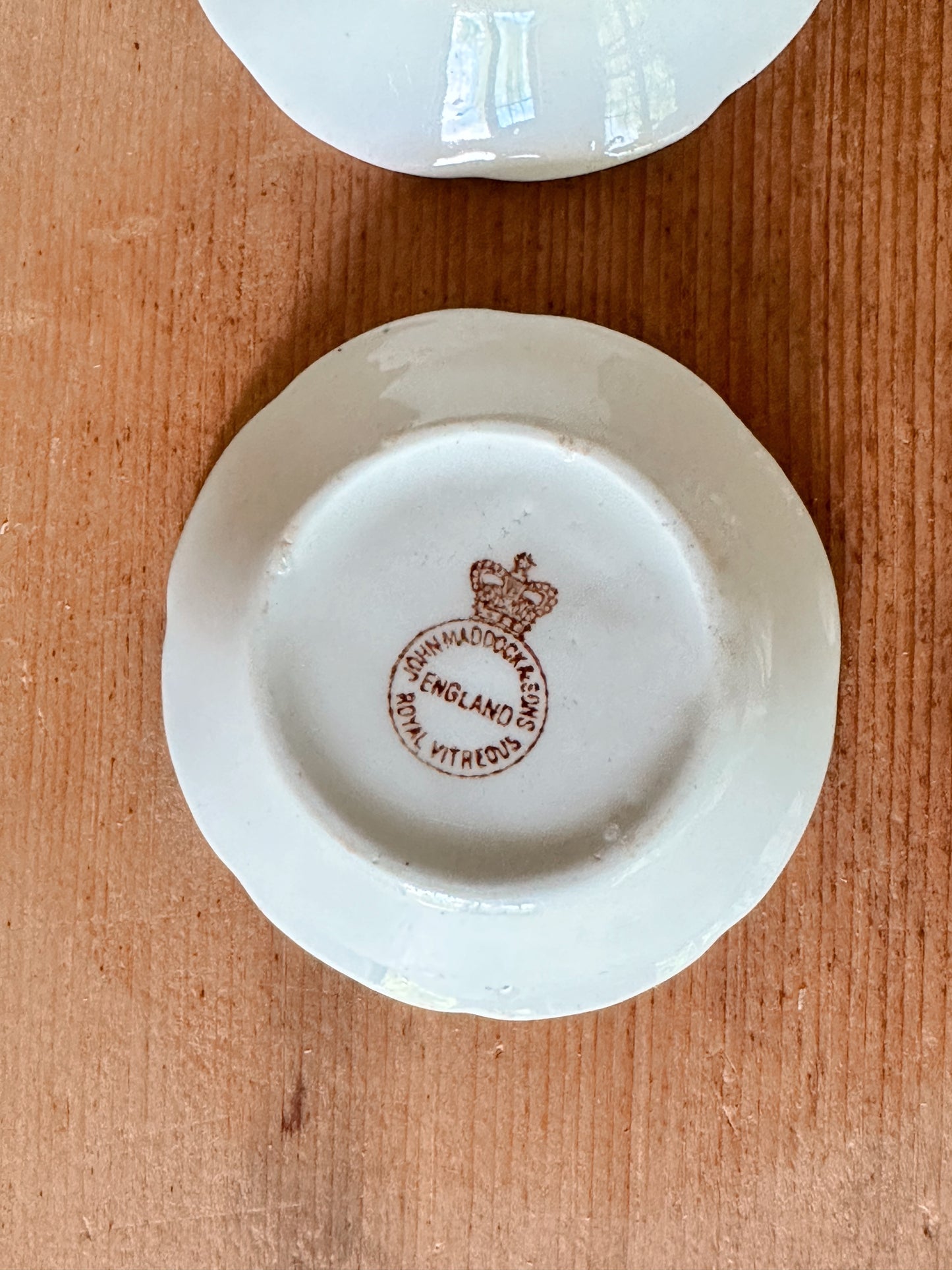 Set of Two Antique John Maddock & Sons Ironstone Butter Pats