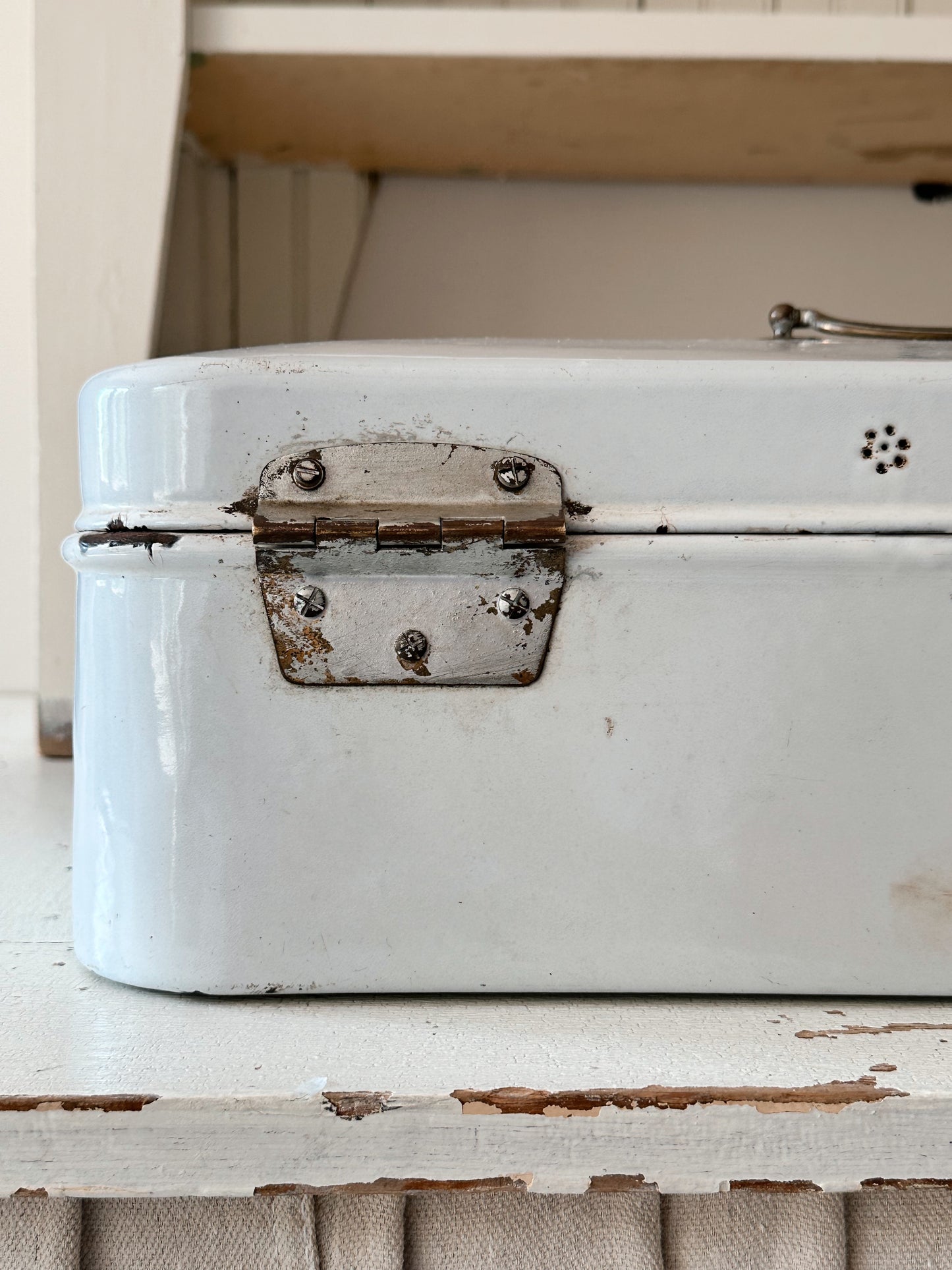 Large Antique Enamelware Bread Box