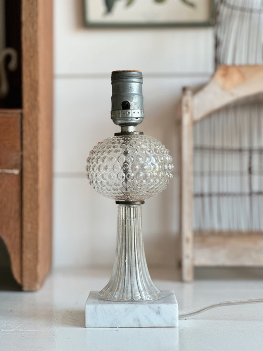 Vintage Hobnail & Marble Lamp