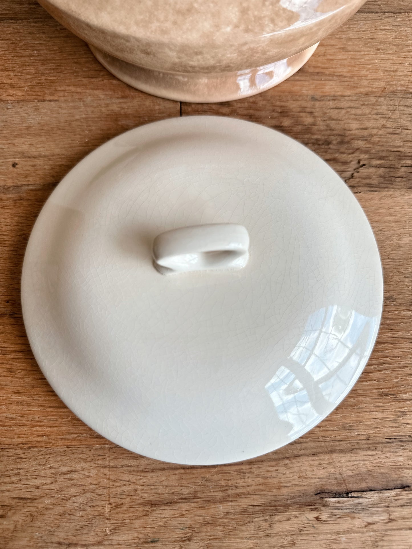Beautifully Stained Vintage Ironstone Covered Dish
