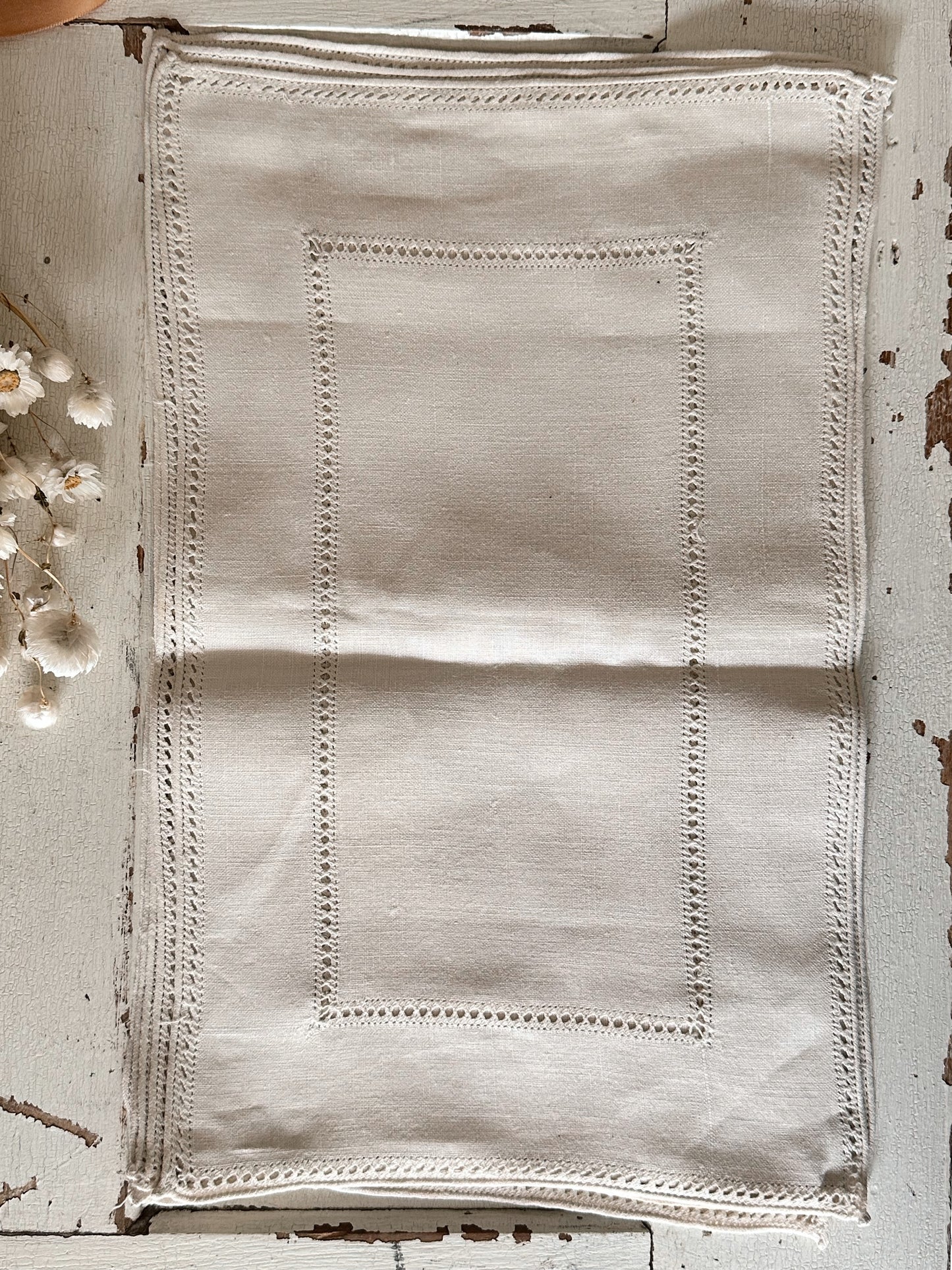 Set of Six Vintage Irish Linen Placemats / Cloths