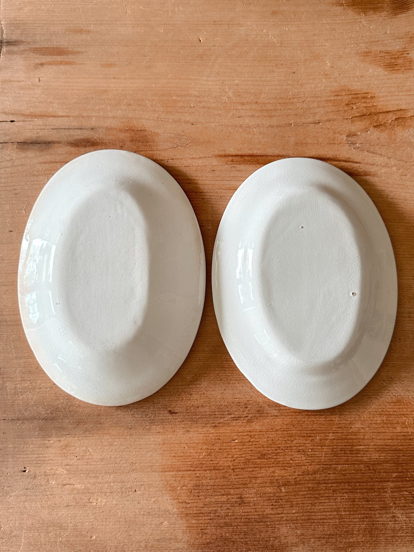 Stack of Four Chunky Ironstone Oval Plates