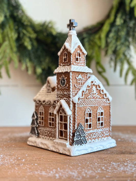 Sugared Light Up Gingerbread Church
