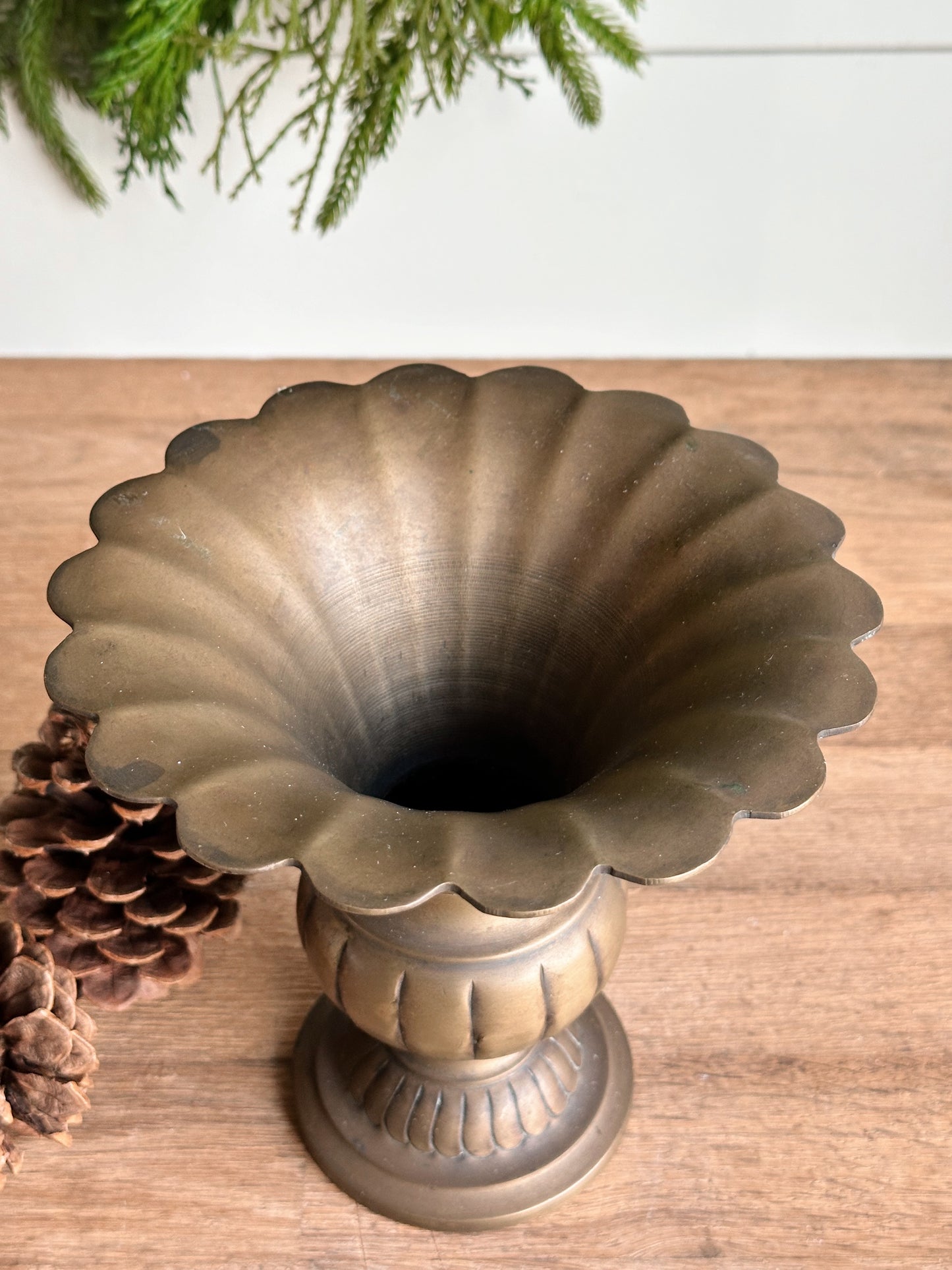 Vintage Fluted Brass Vase